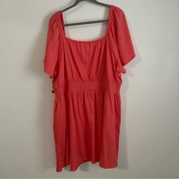 Old Navy Coral Flutter Sleeve waist defining dress mini NWT size 3X - Picture 12 of 12